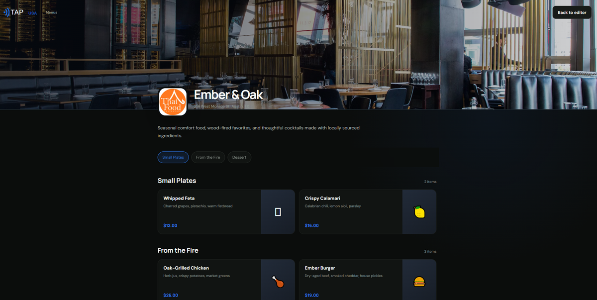 TapUSA Menu Manager Subscription
